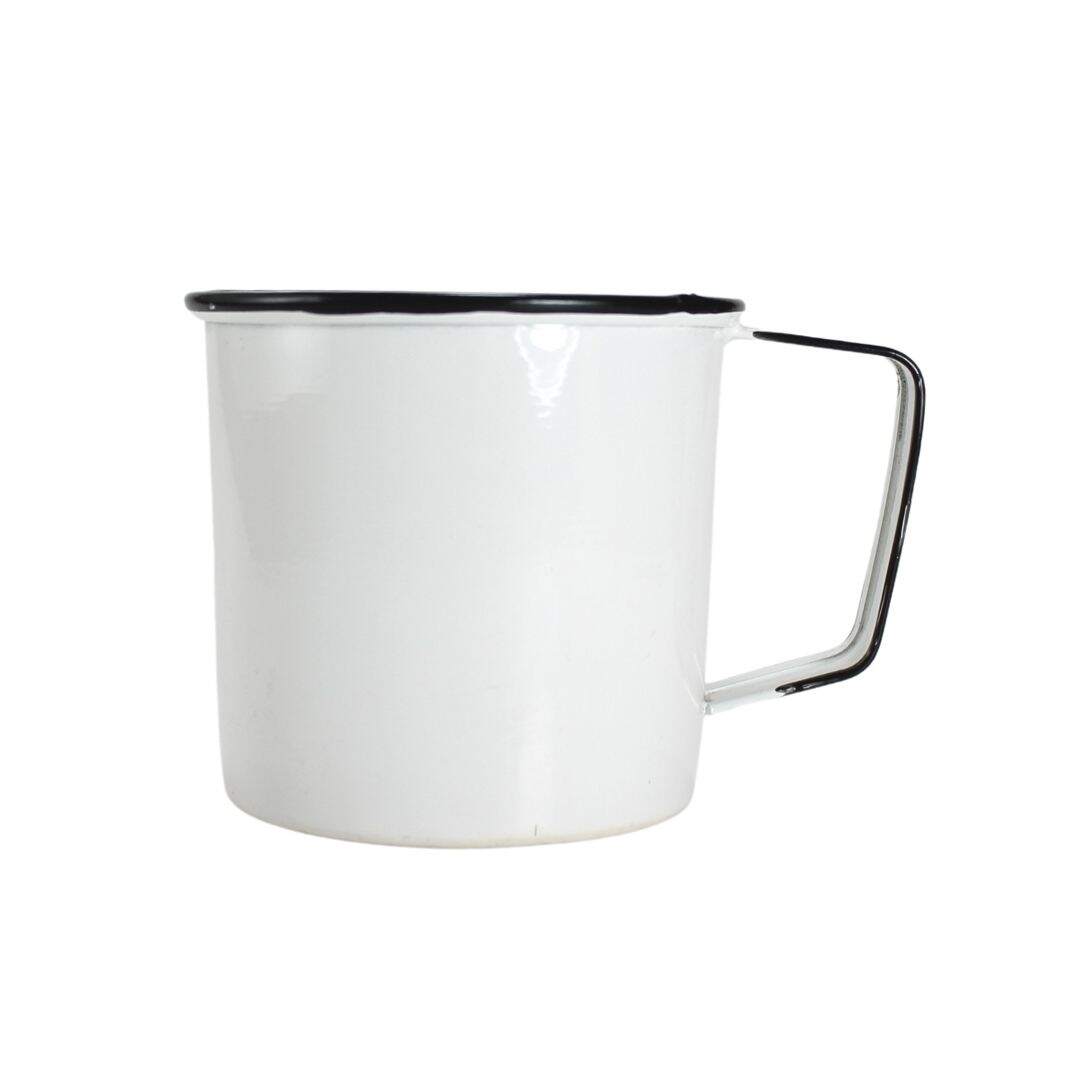 White enamel mug