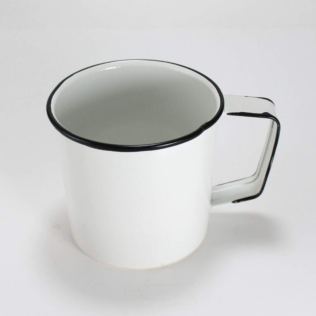 White enamel mug