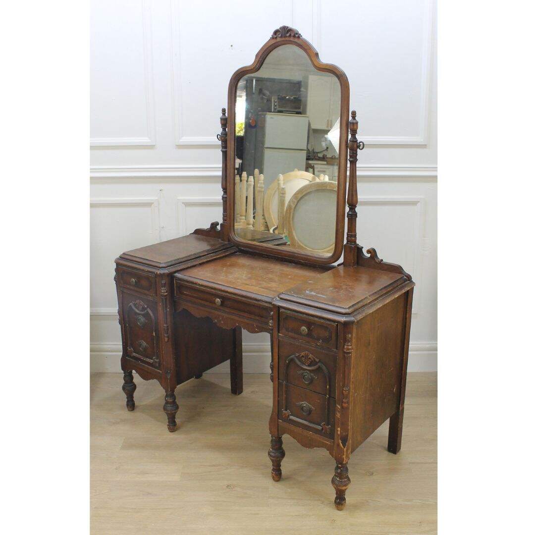 1940's vanity with mirror, unpainted