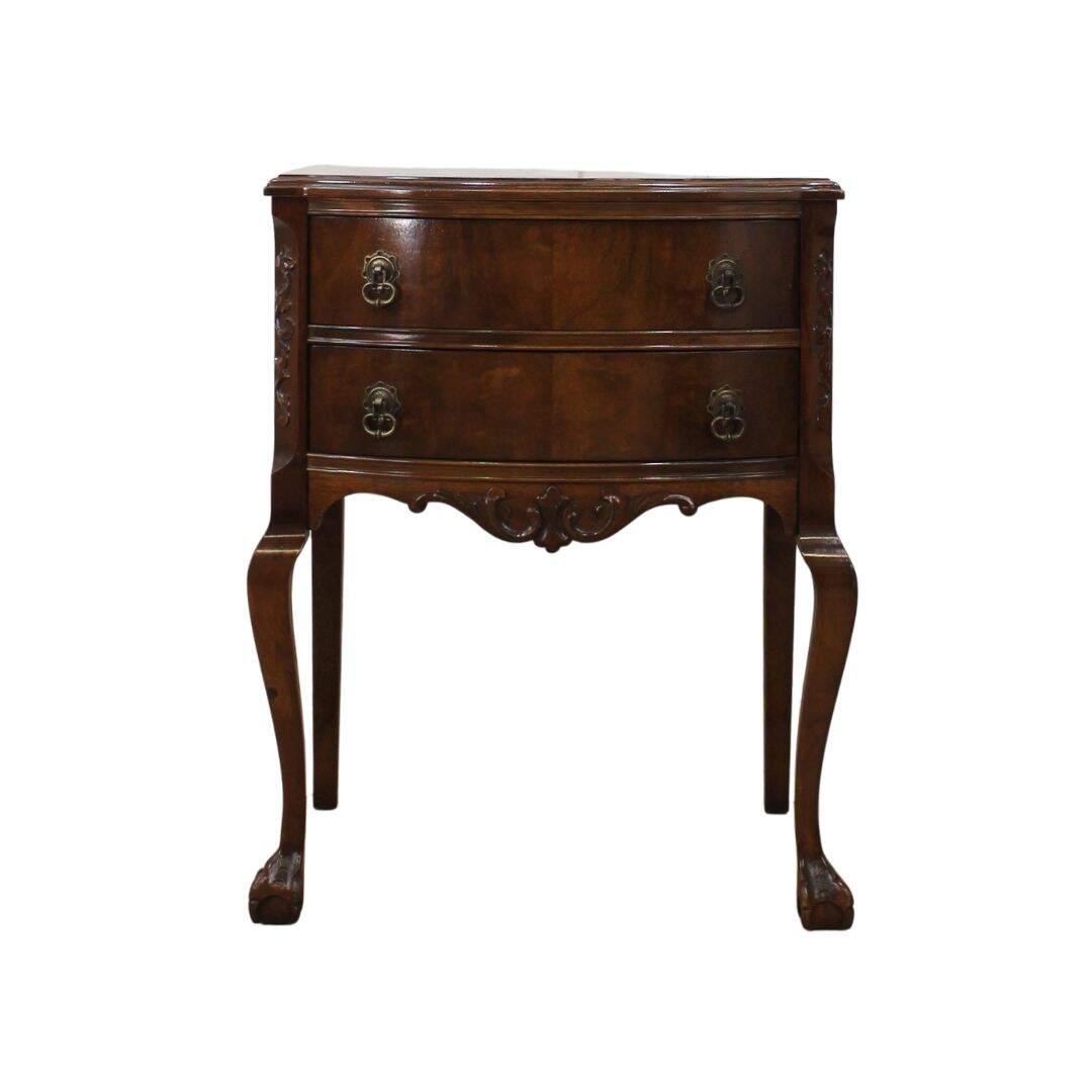 Two drawer side table with claw feet