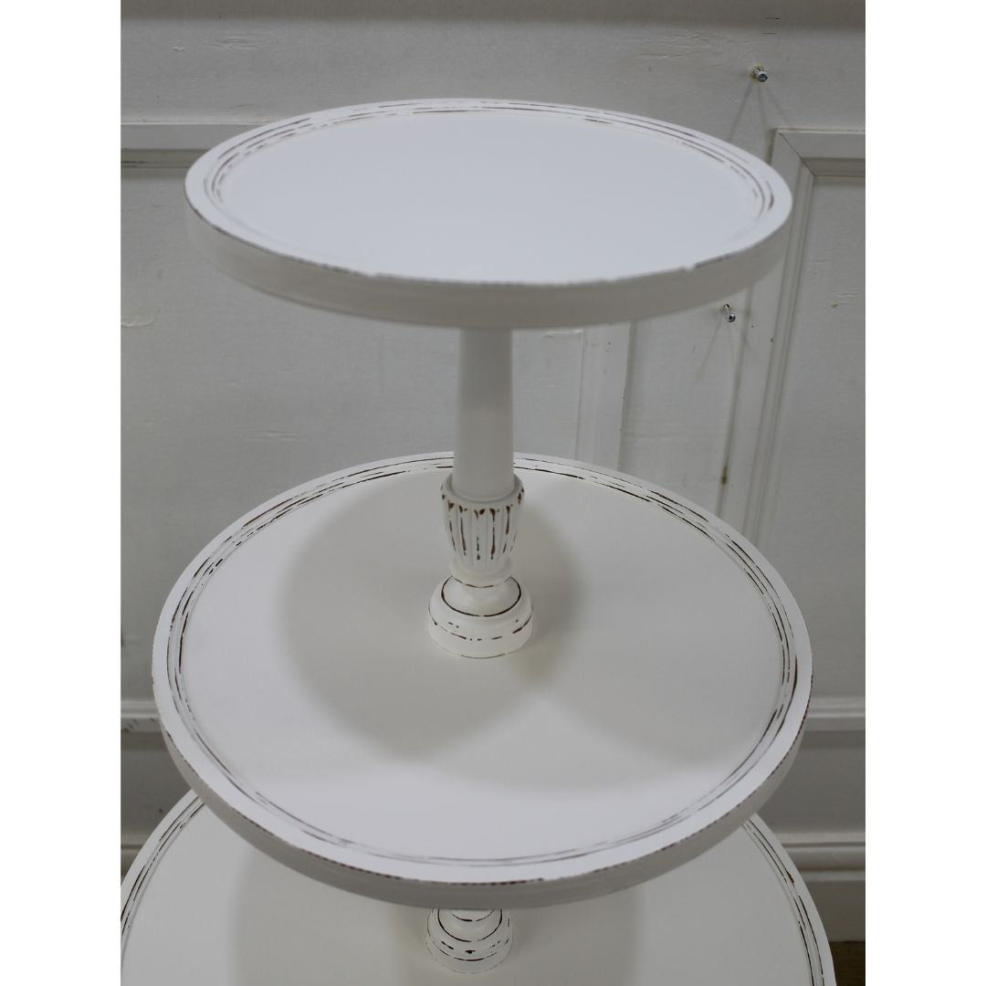 3 tiered round pedestal side table
