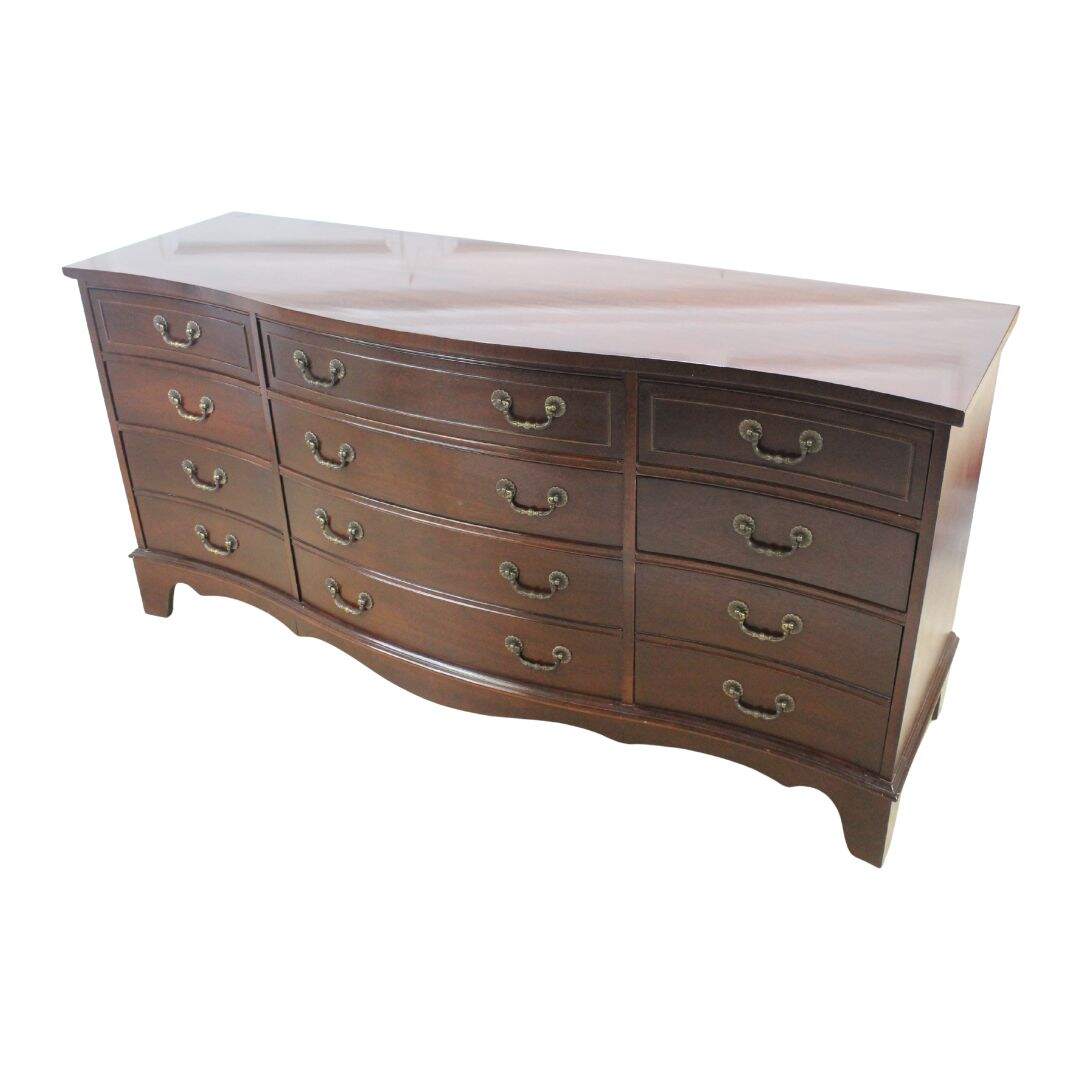 9 drawer dresser with mahogany veneer, unpainted