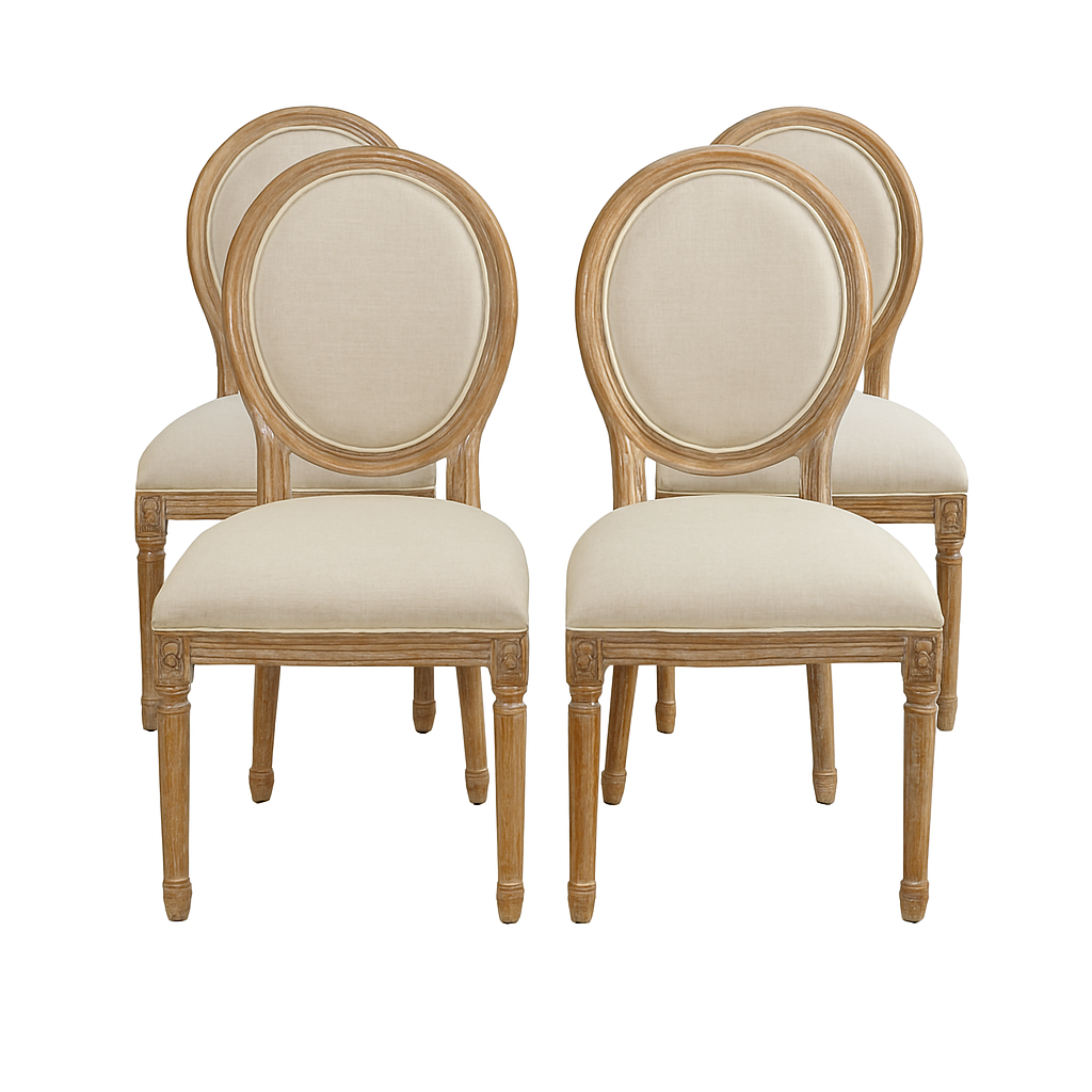 Set of 4 Restoration Hardware chairs, unfinished