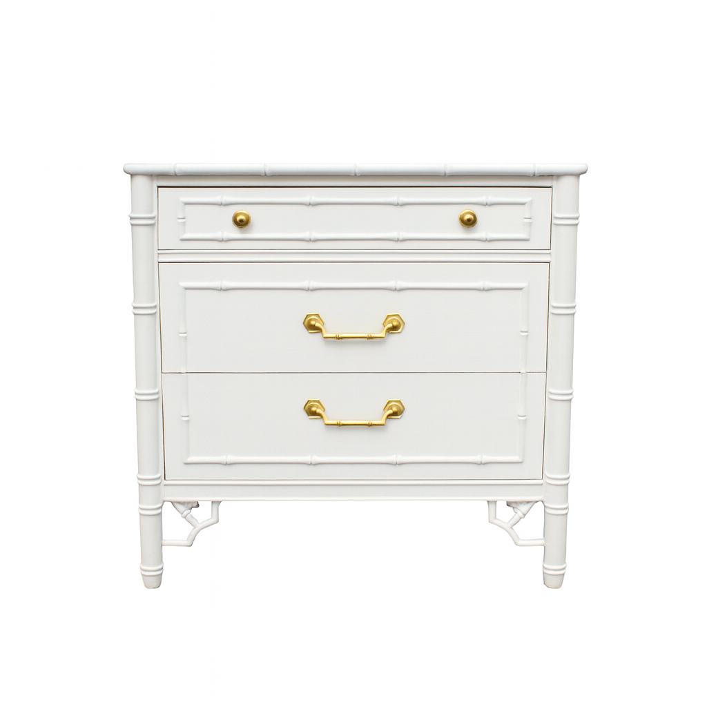 Small faux bamboo 3 drawer chest, unfinished