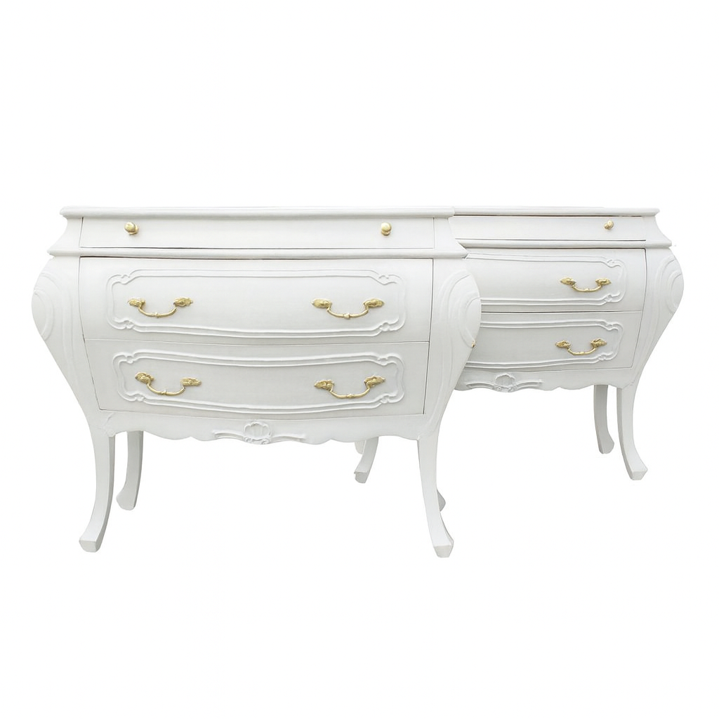 Pair of bombe chest side tables, unfinished