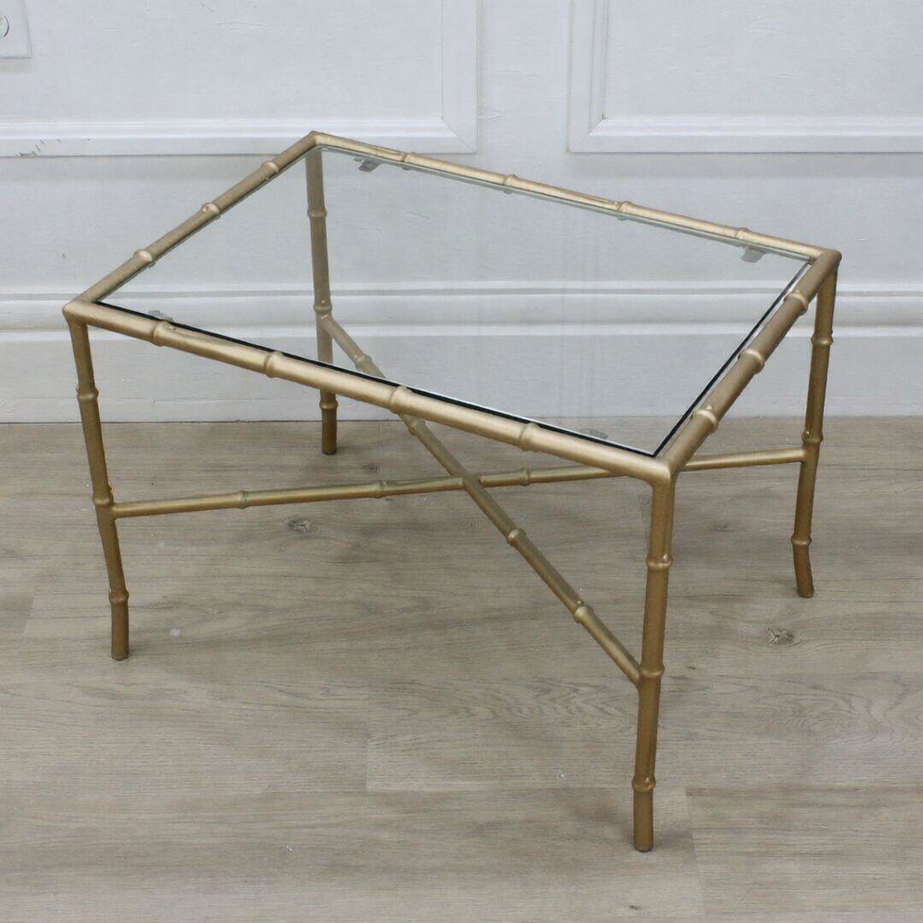 gold faux bamboo side tables/coffee tables