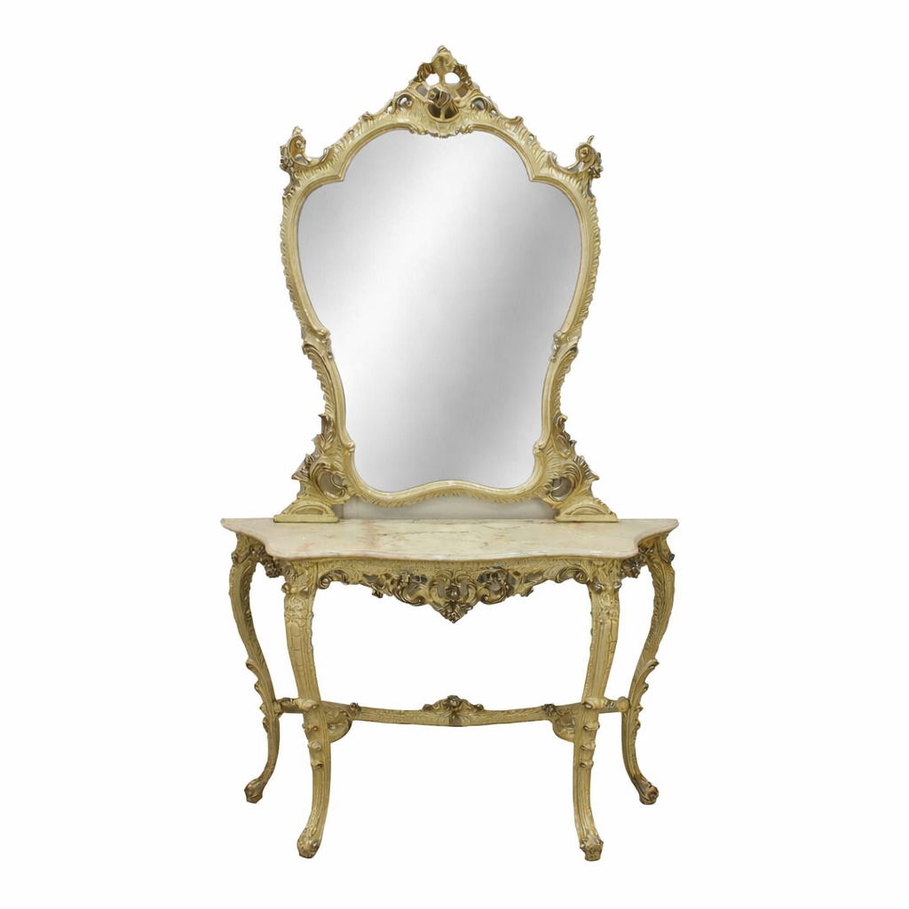 Ornate hall table with matching mirror