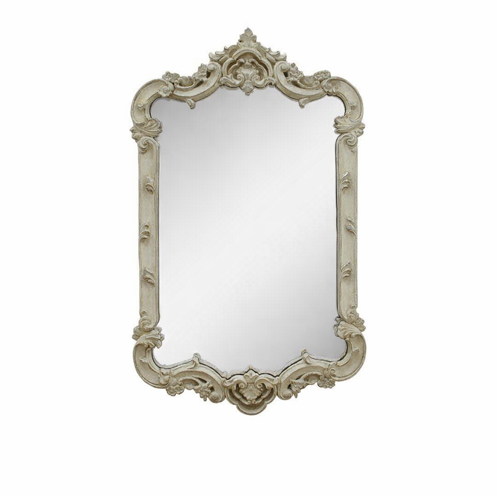 Ornate mirror with antiqued frame