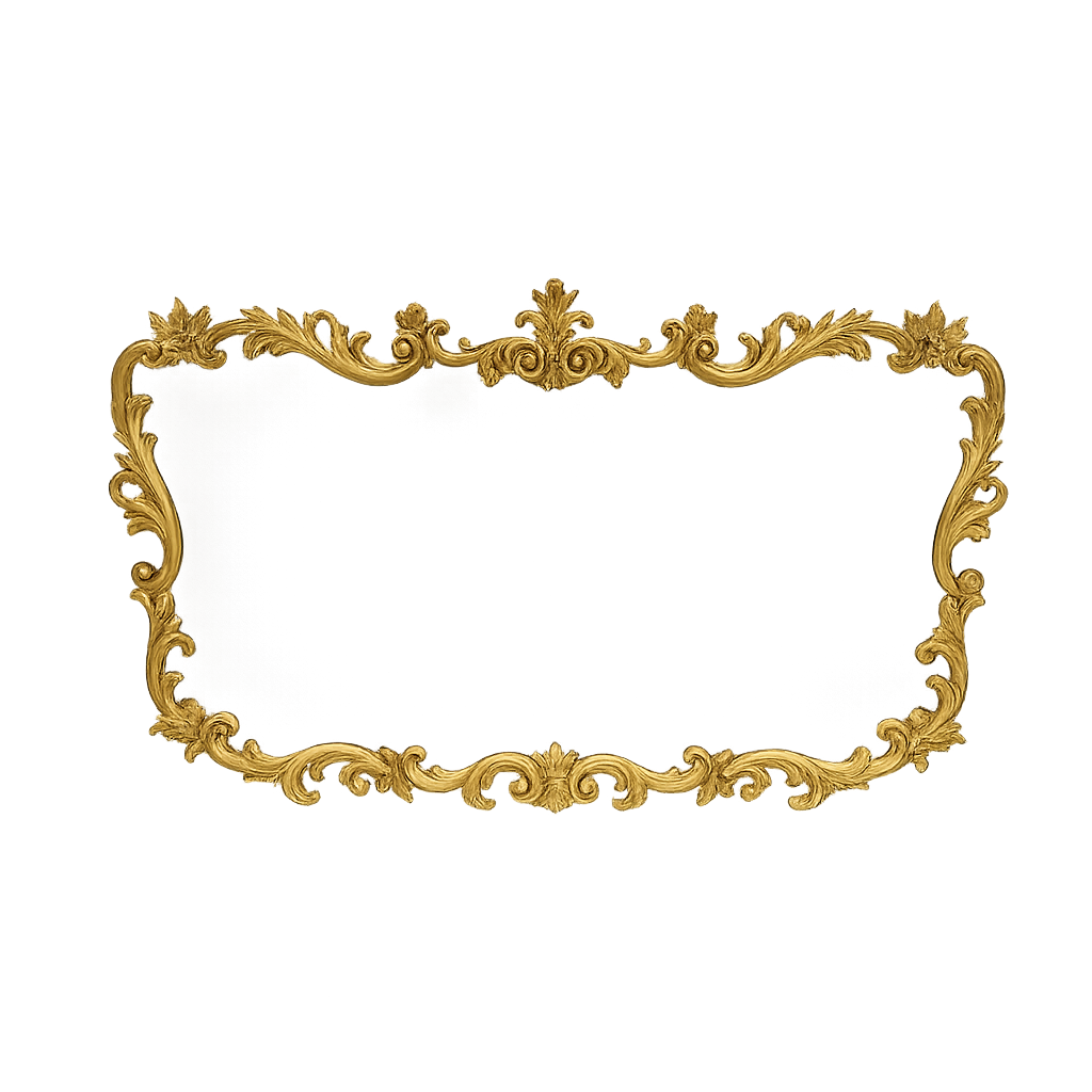 Ornate gold horizontal mirror