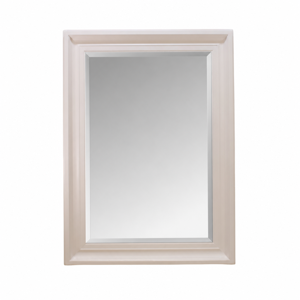 beveled mirror in pale pink frame