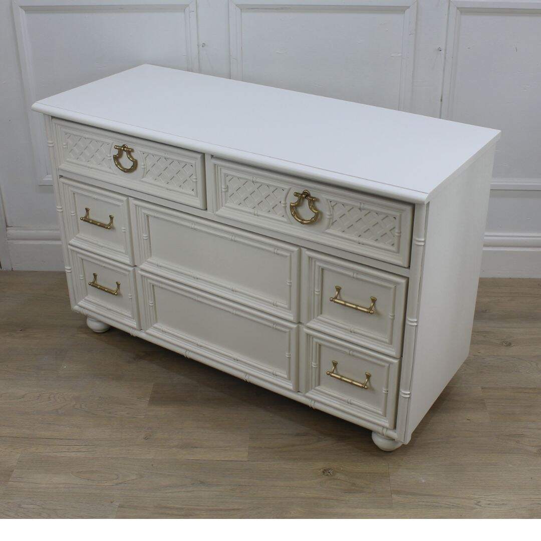 Faux bamboo dresser with bun feet