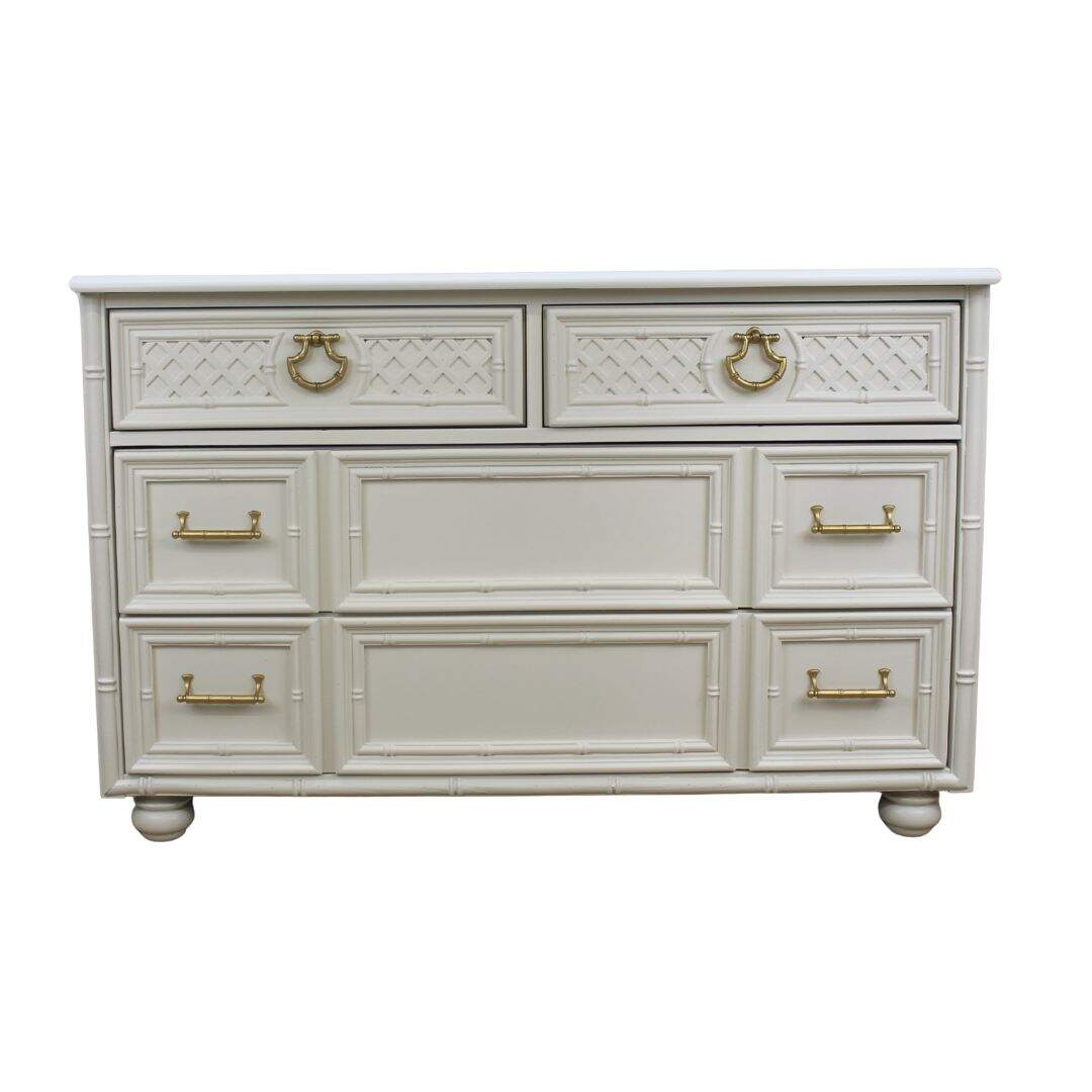Faux bamboo dresser with bun feet