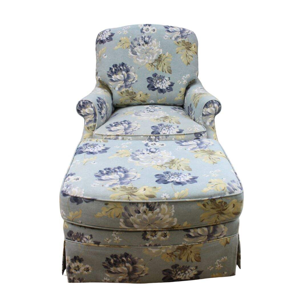 Floral chair with ottoman