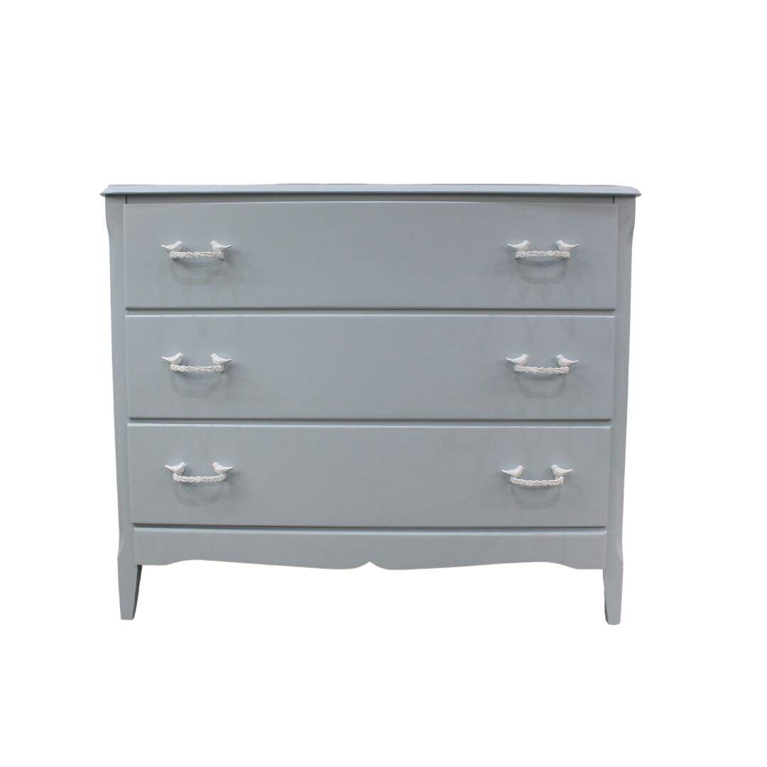 Pale blue French provincial 3 drawer dresser