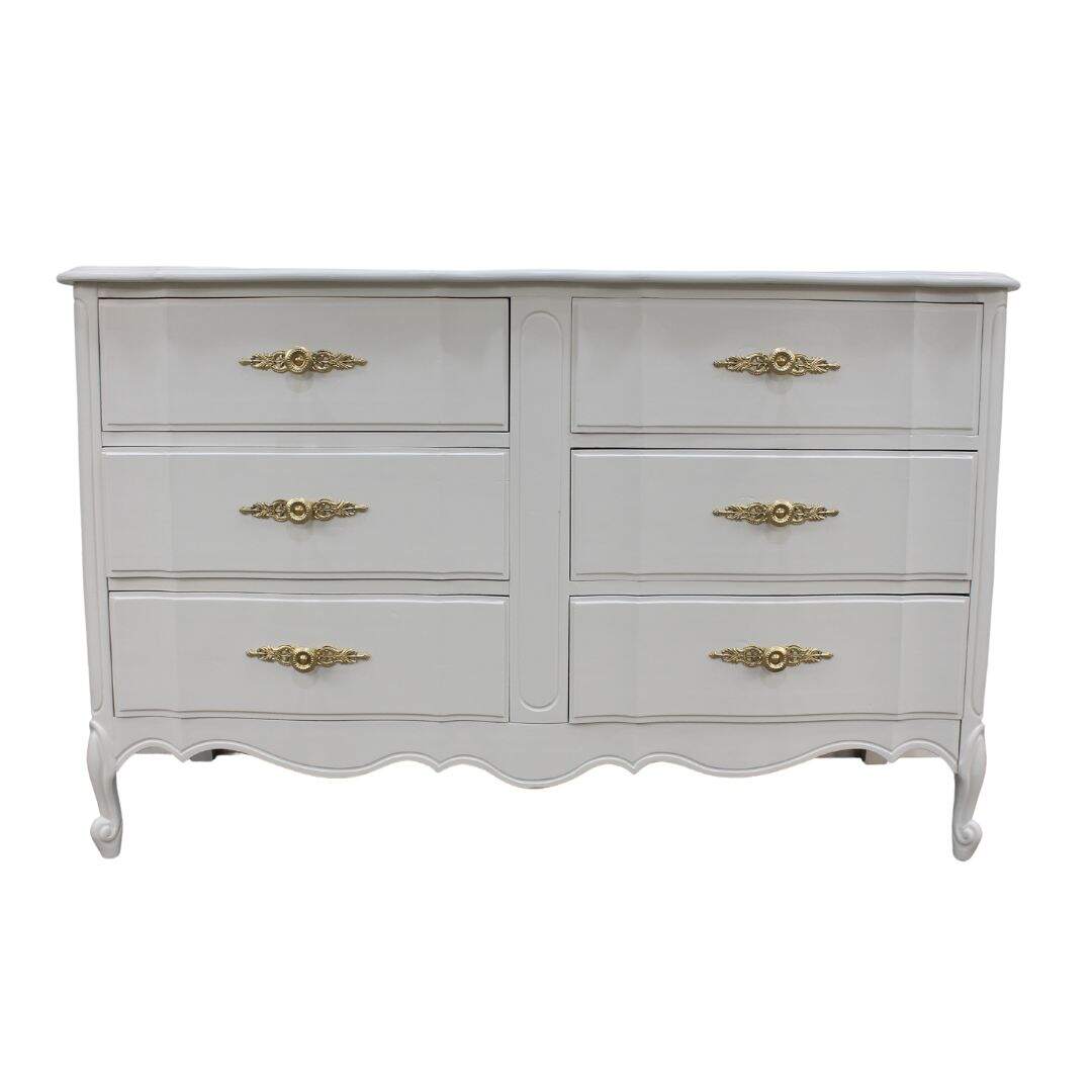 French provincial 6 drawer dresser