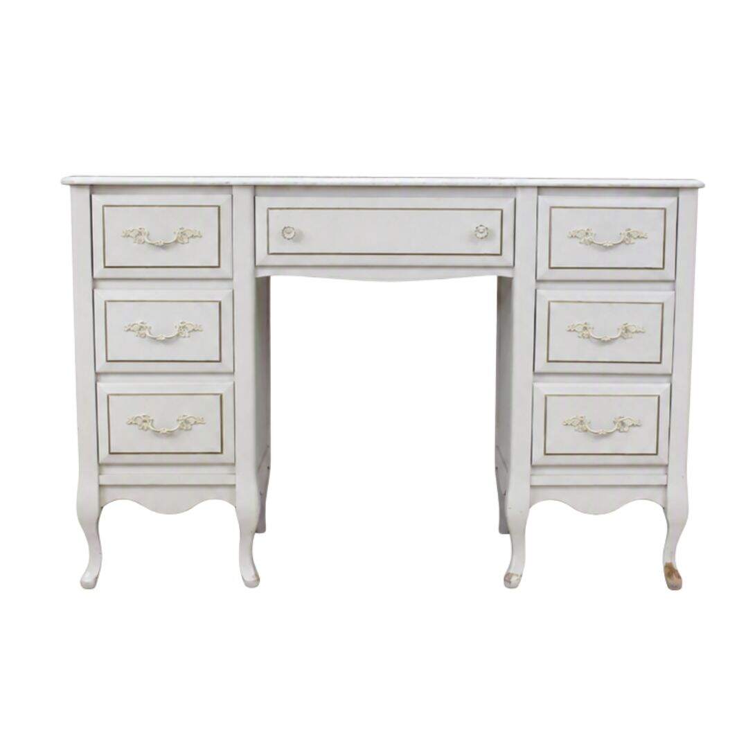 French provincial 7 drawer desk, unpainted