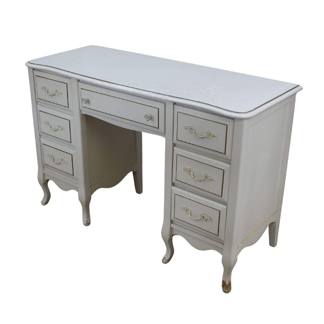 French provincial 7 drawer desk, unpainted