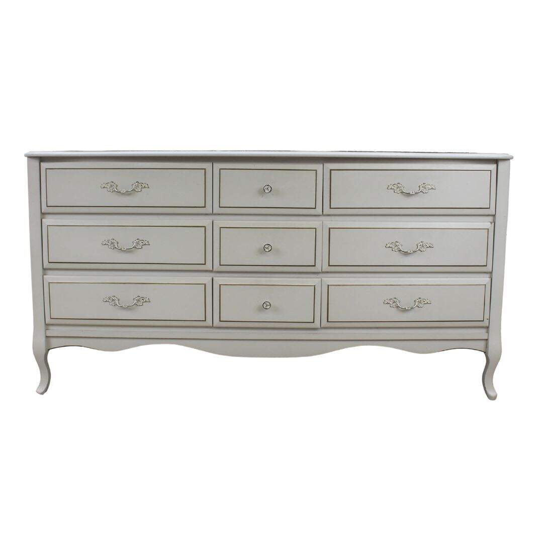 French provincial 9 drawer dresser, unpainted