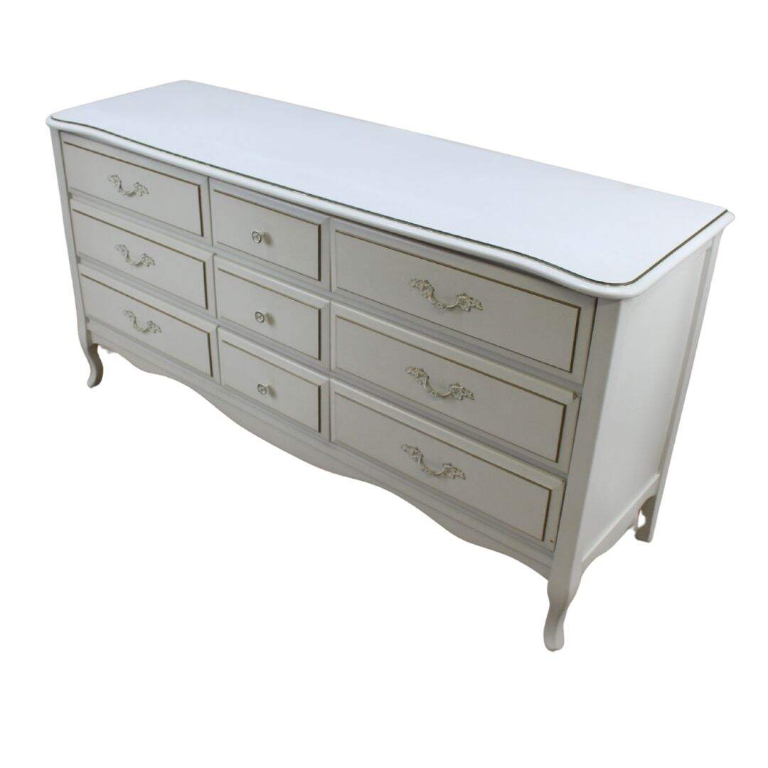 French provincial 9 drawer dresser, unpainted