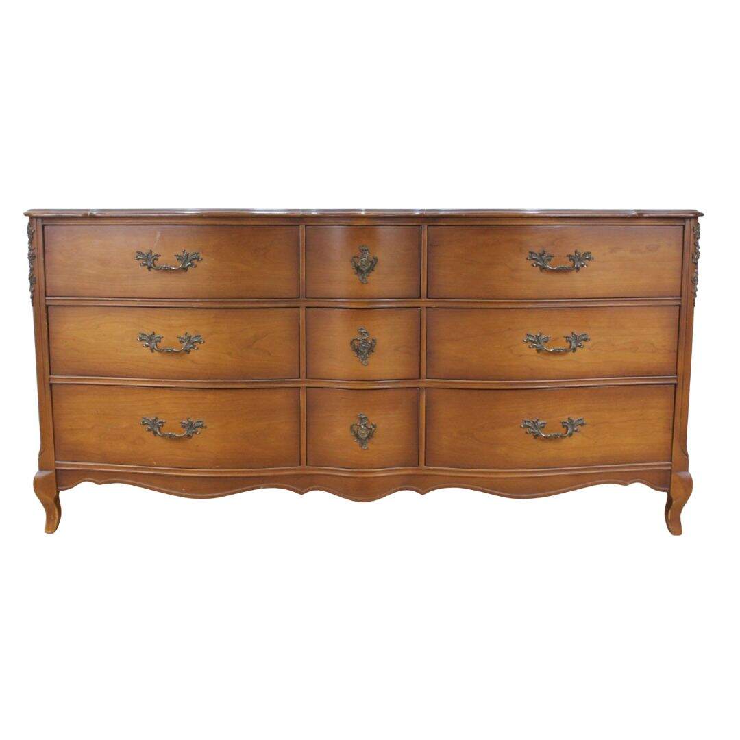 French provincial 9 drawer dresser, unpainted
