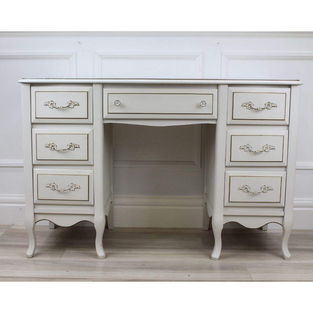 French provincial desk double pedestal desk, unpainted