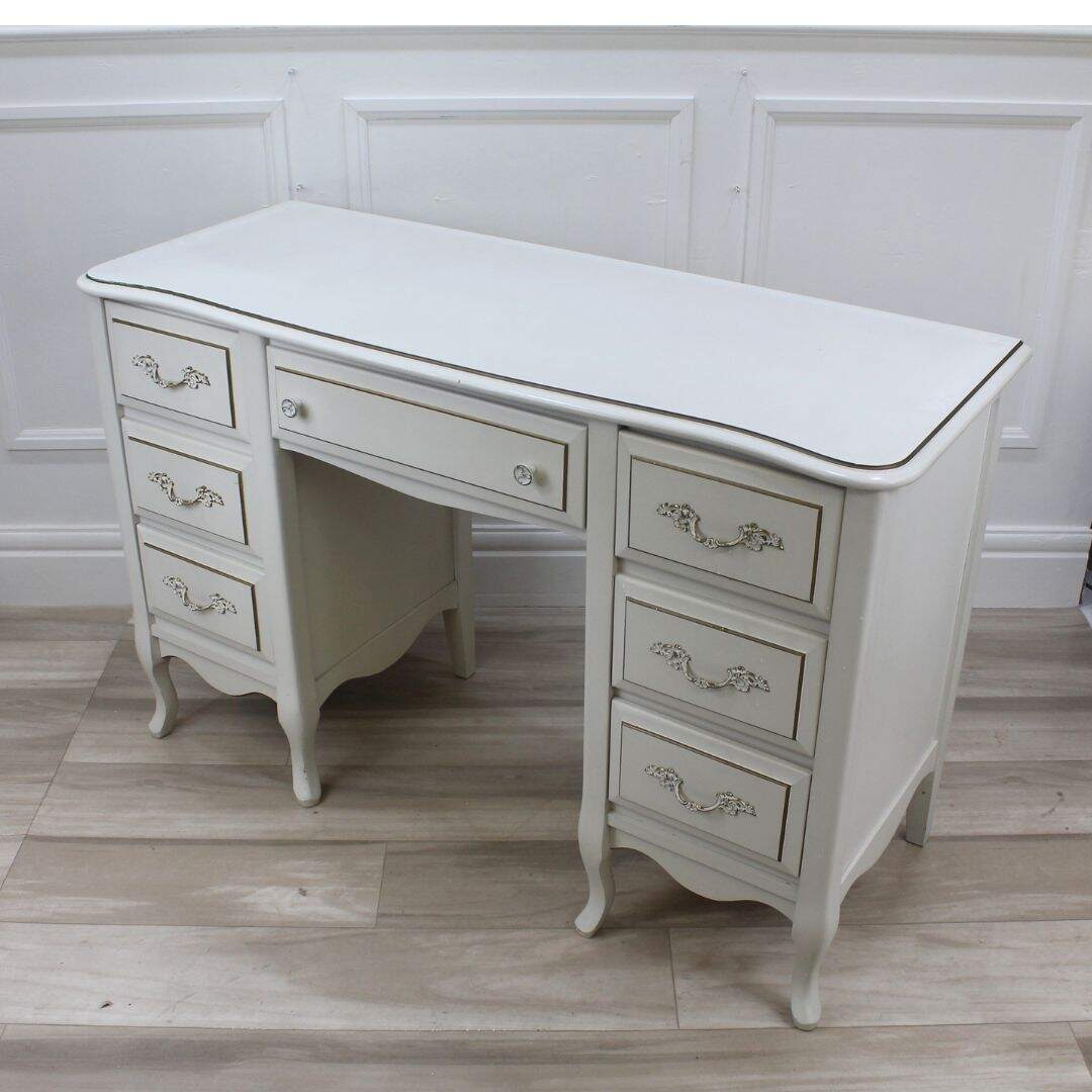 French provincial desk double pedestal desk, unpainted