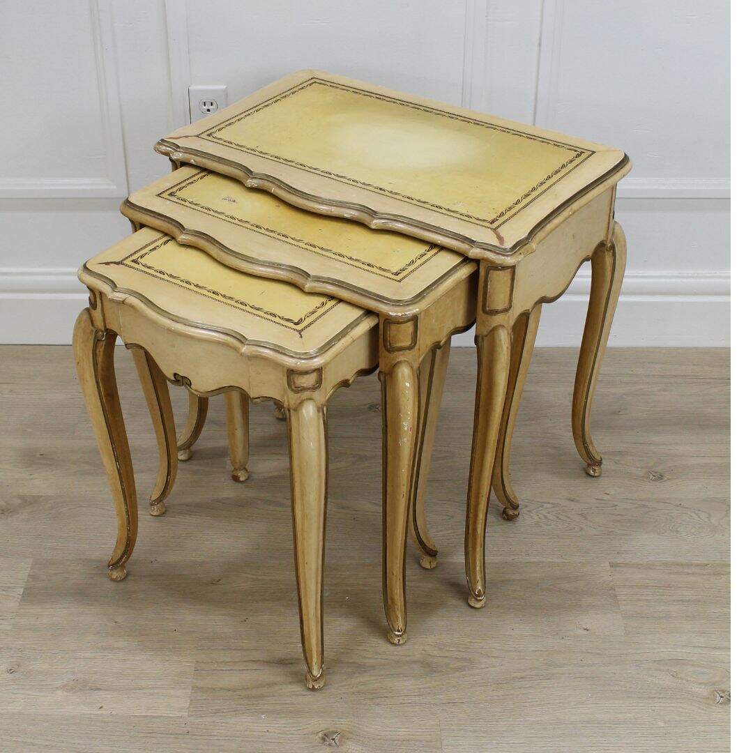 French provincial nesting tables, unpainted