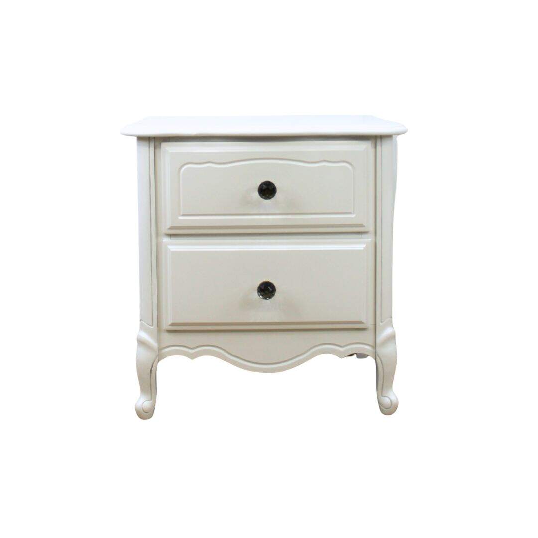 french provincial night table with glass pulls