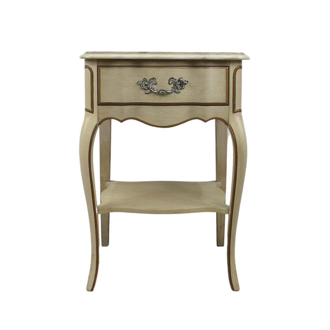 French provincial night table with drawer and shelf