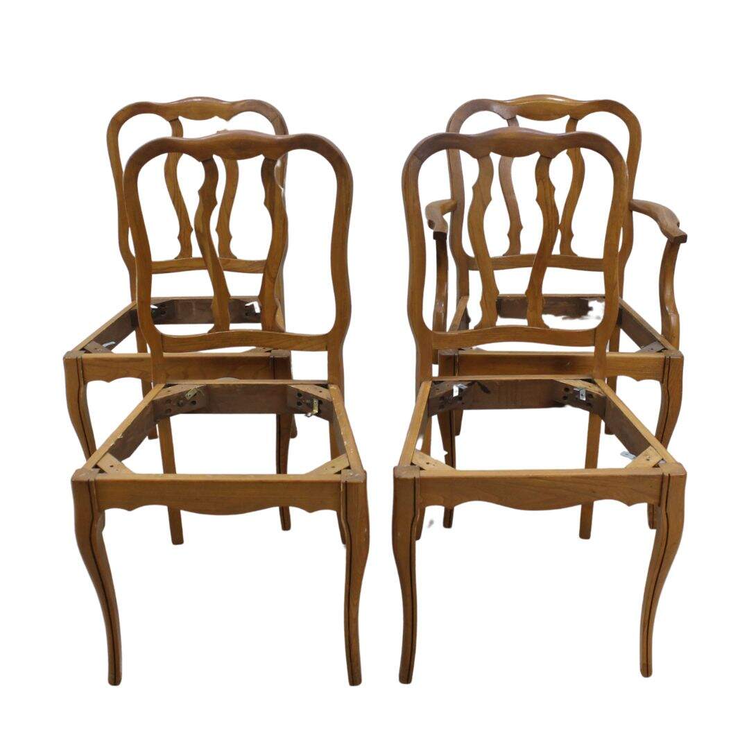 Set of 4 French provincial dining chairs, unpainted