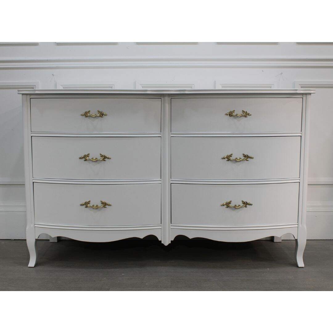 french provincial double bow front 6 drawer dresser