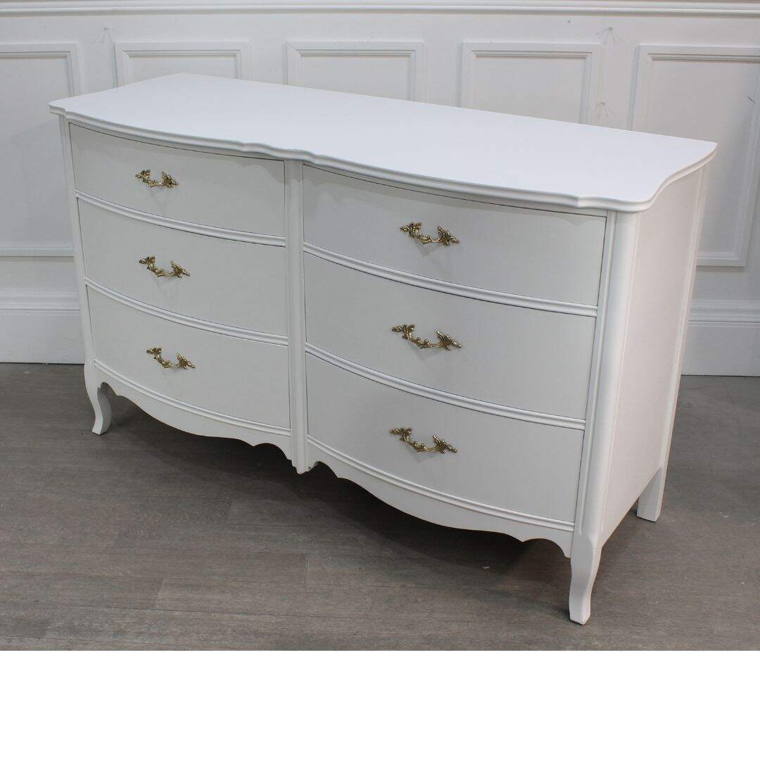 french provincial double bow front 6 drawer dresser