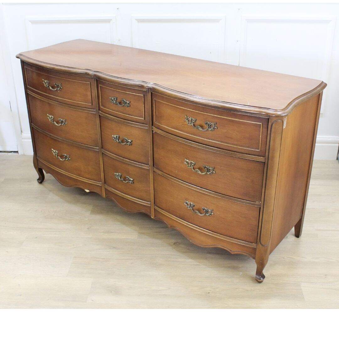 french provincial 9 drawer dresser, unpainted