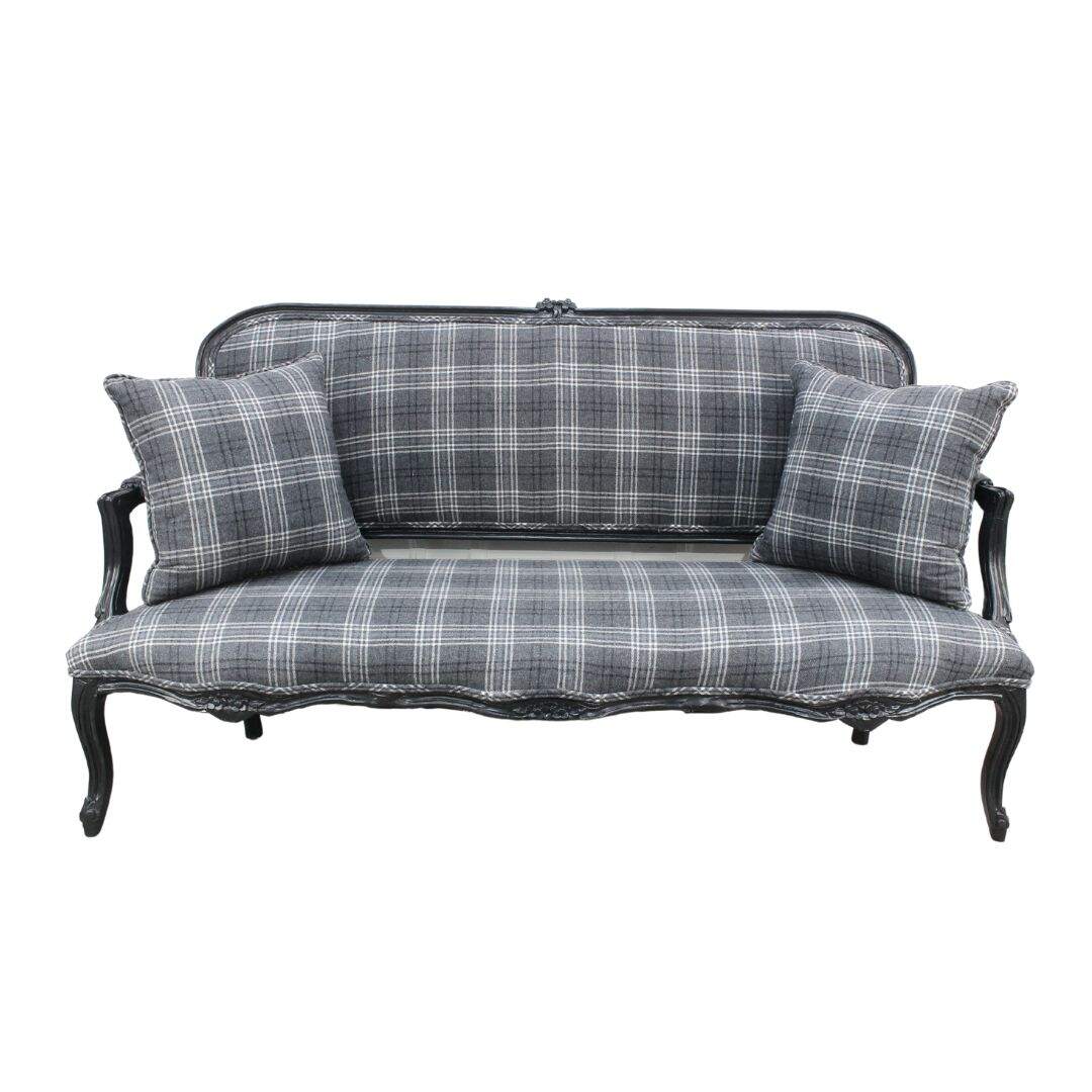 Grey on grey plaid settee