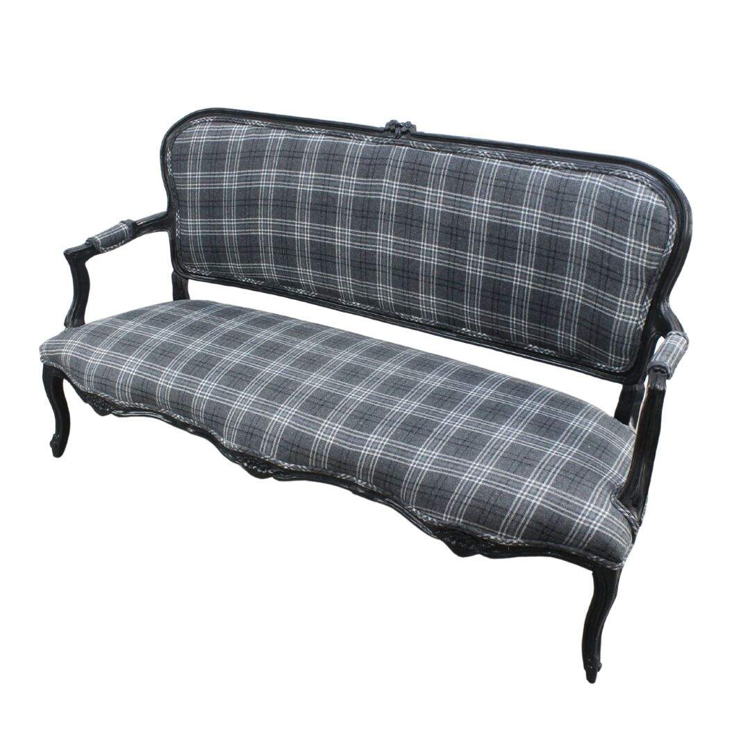 Grey on grey plaid settee