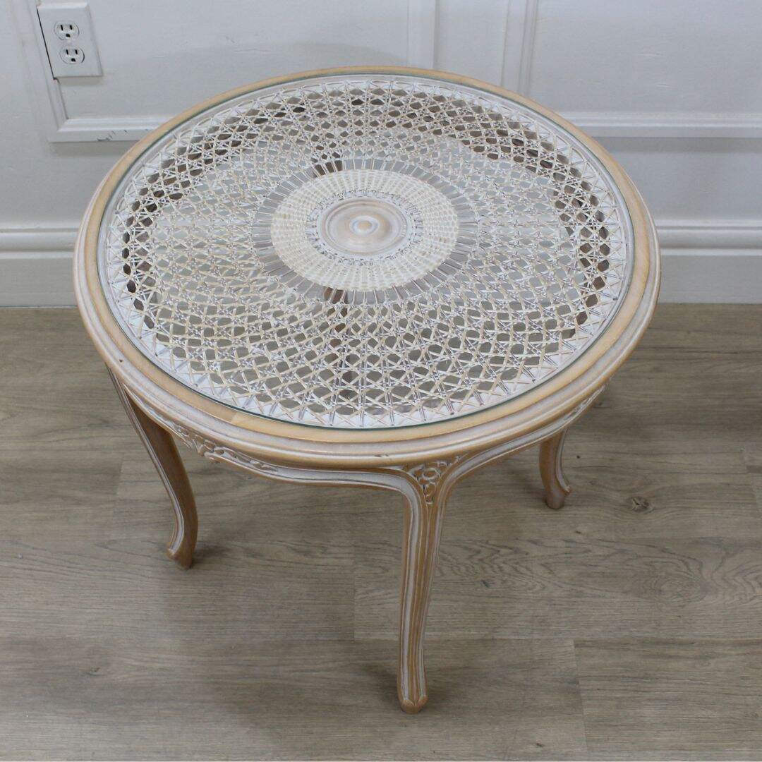 French side table with caned top