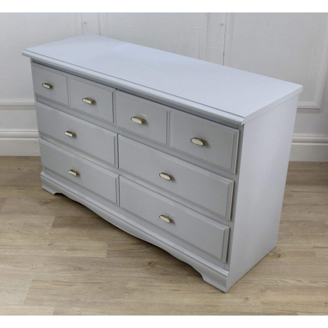 grey 6 drawer dresser with marble pulls