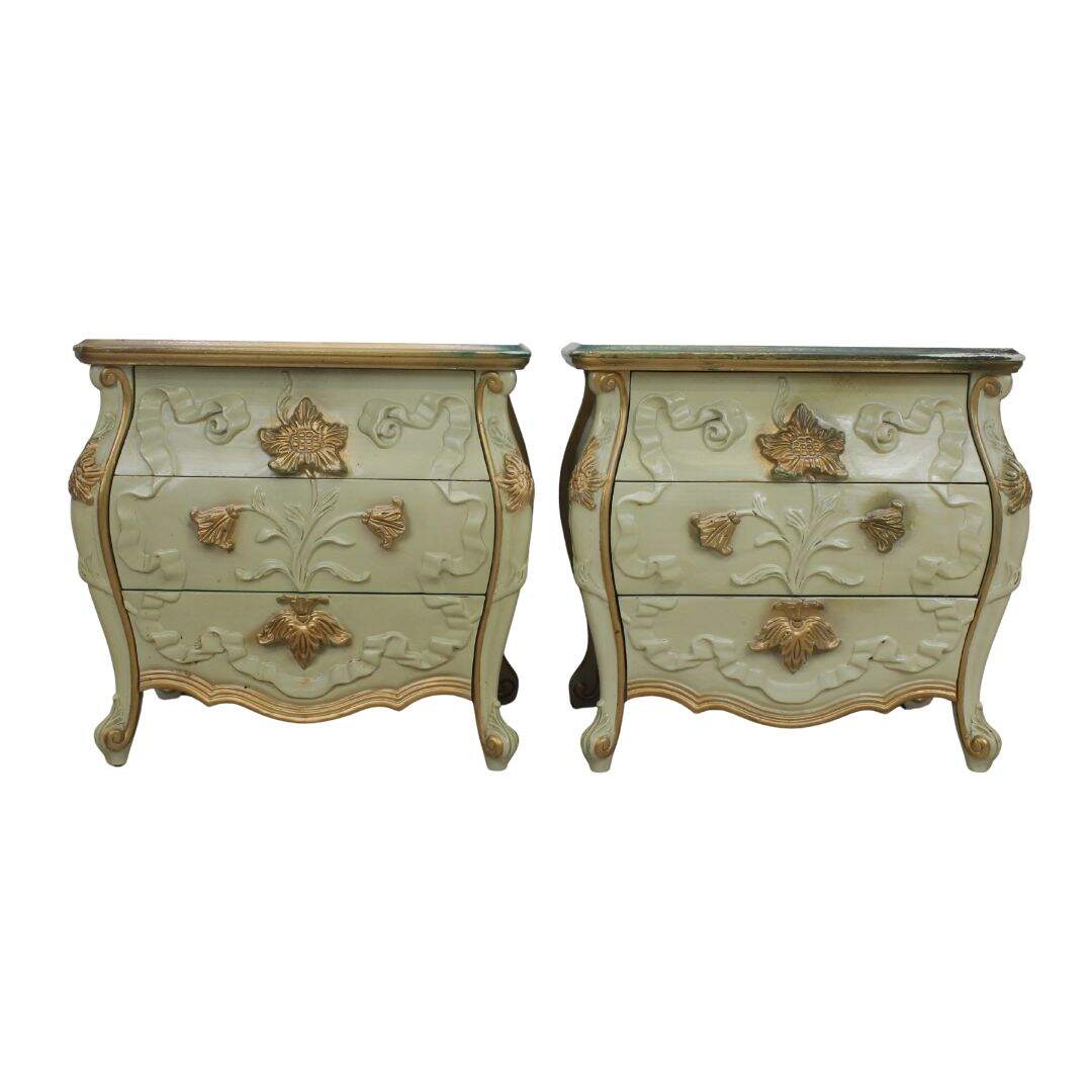 Ornate carved nightstands, unpainted