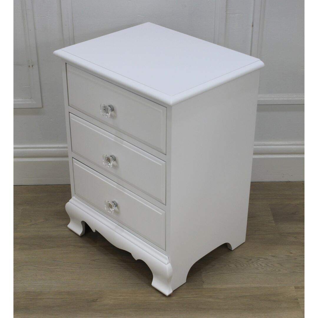 Pair of 3 drawer night tables with glass pulls
