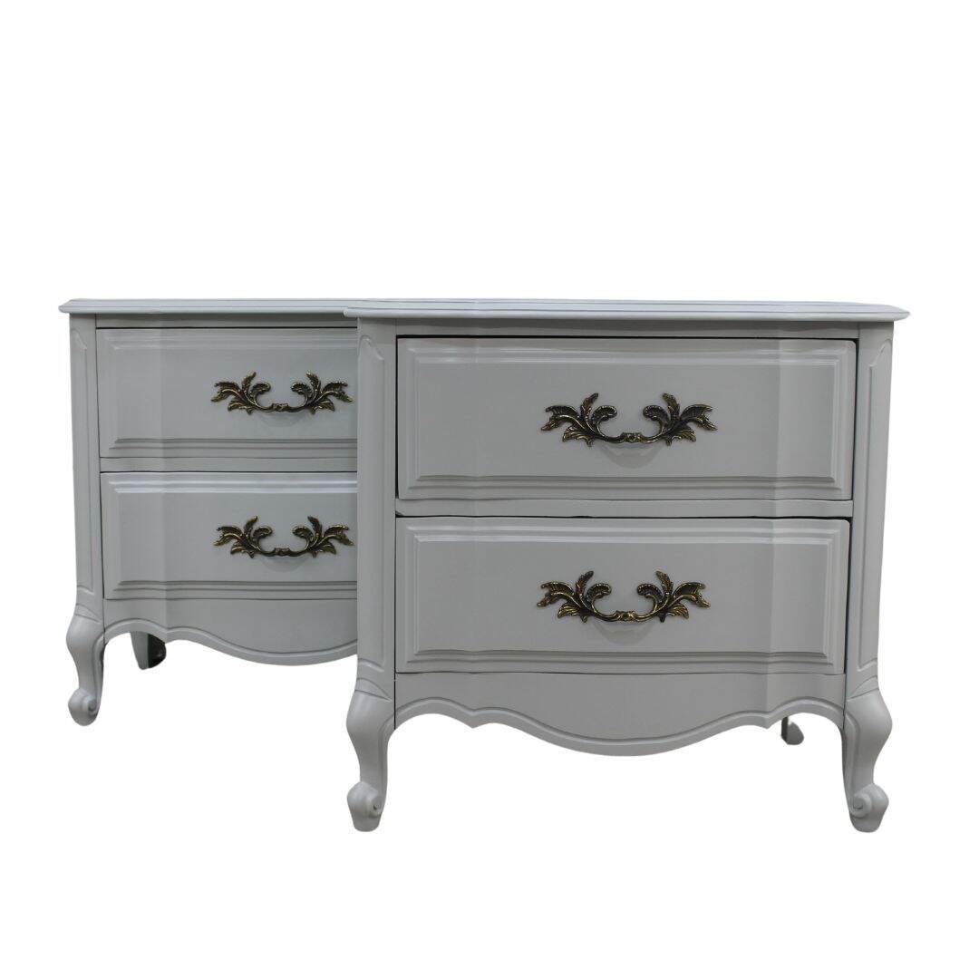 Pair of grey French provincial night tables