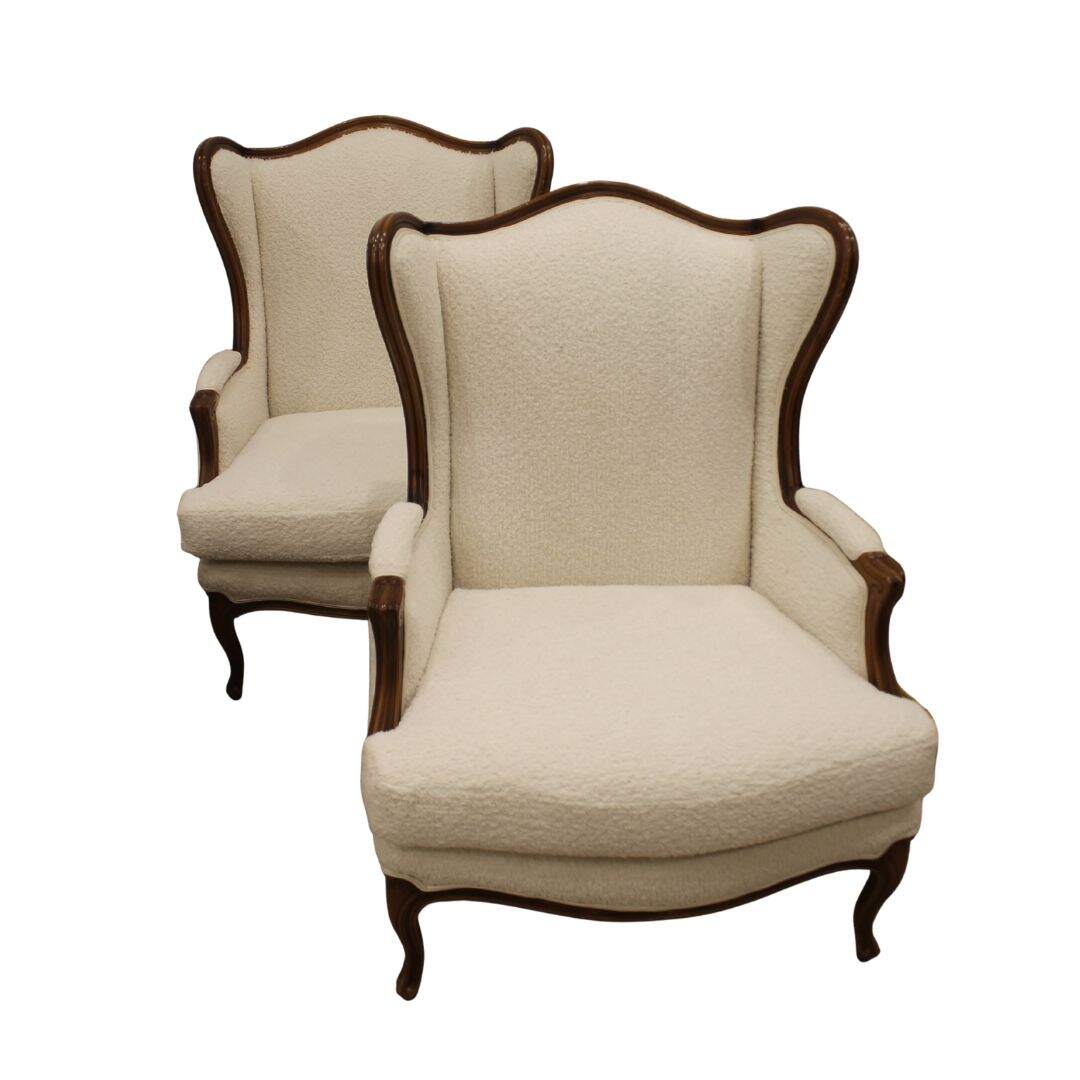 Pair of French style wing chairs