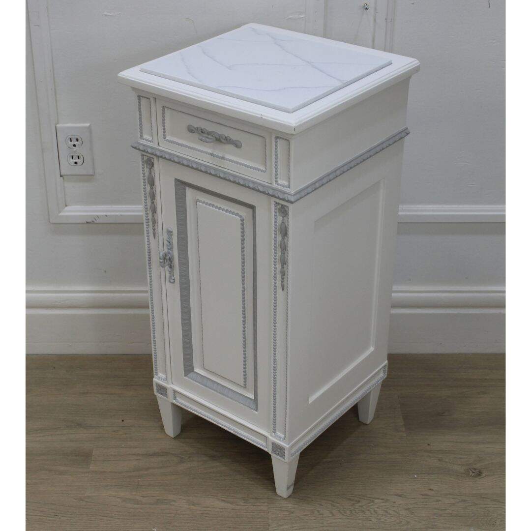 Pair of French white and grey night tables