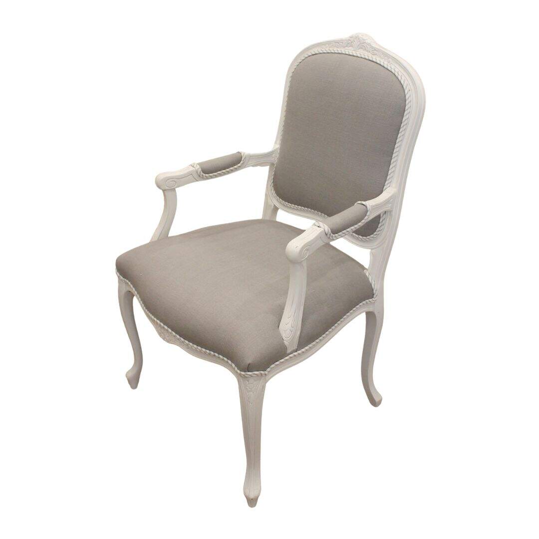 Pair of grey linen bergere chairs