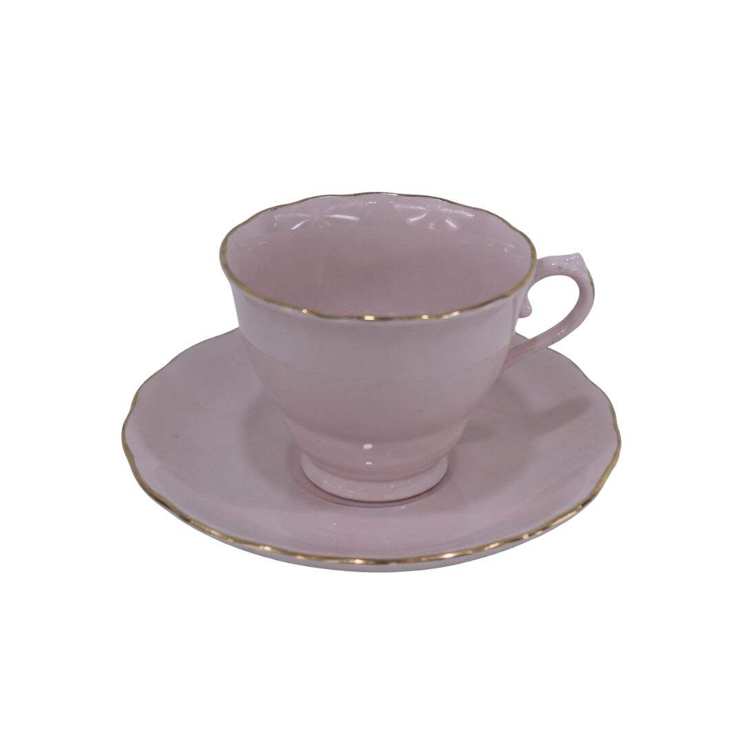 Pink teacup with gold rim