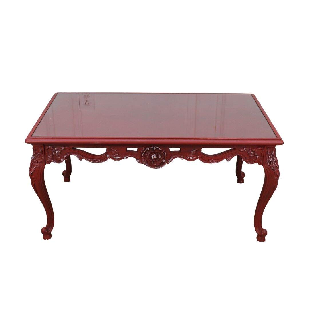 red carved coffee table