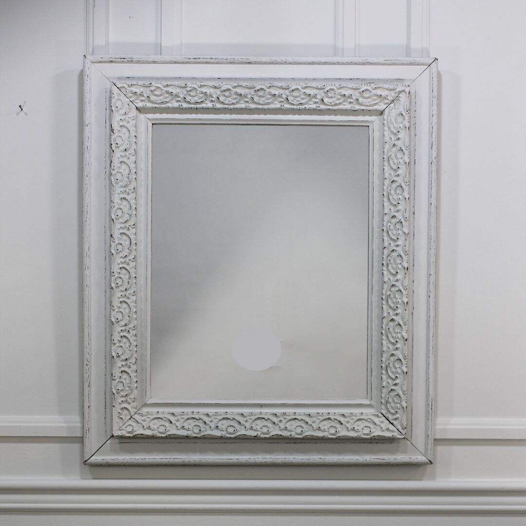 Rectangular white distressed mirror