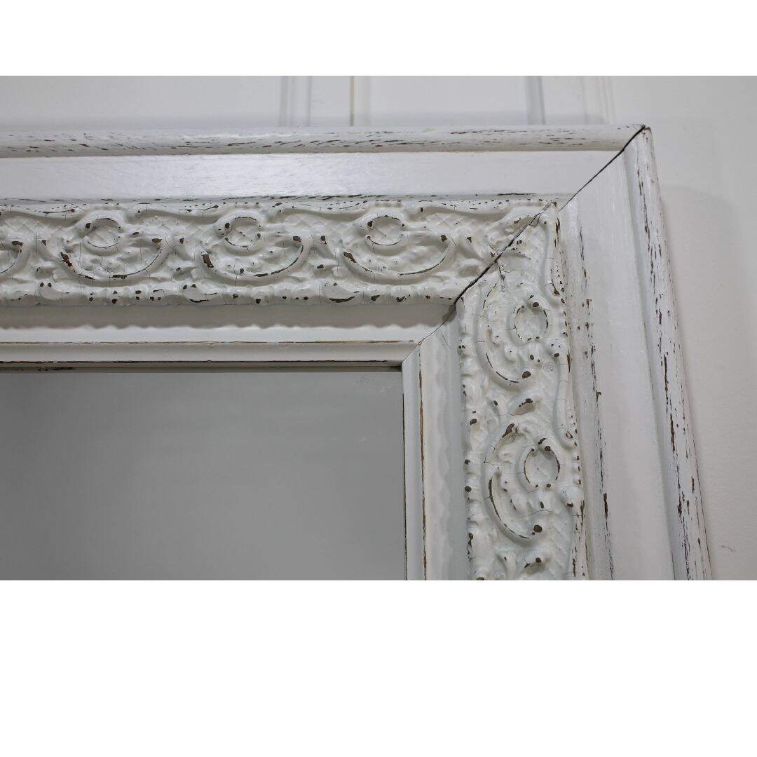 Rectangular white distressed mirror