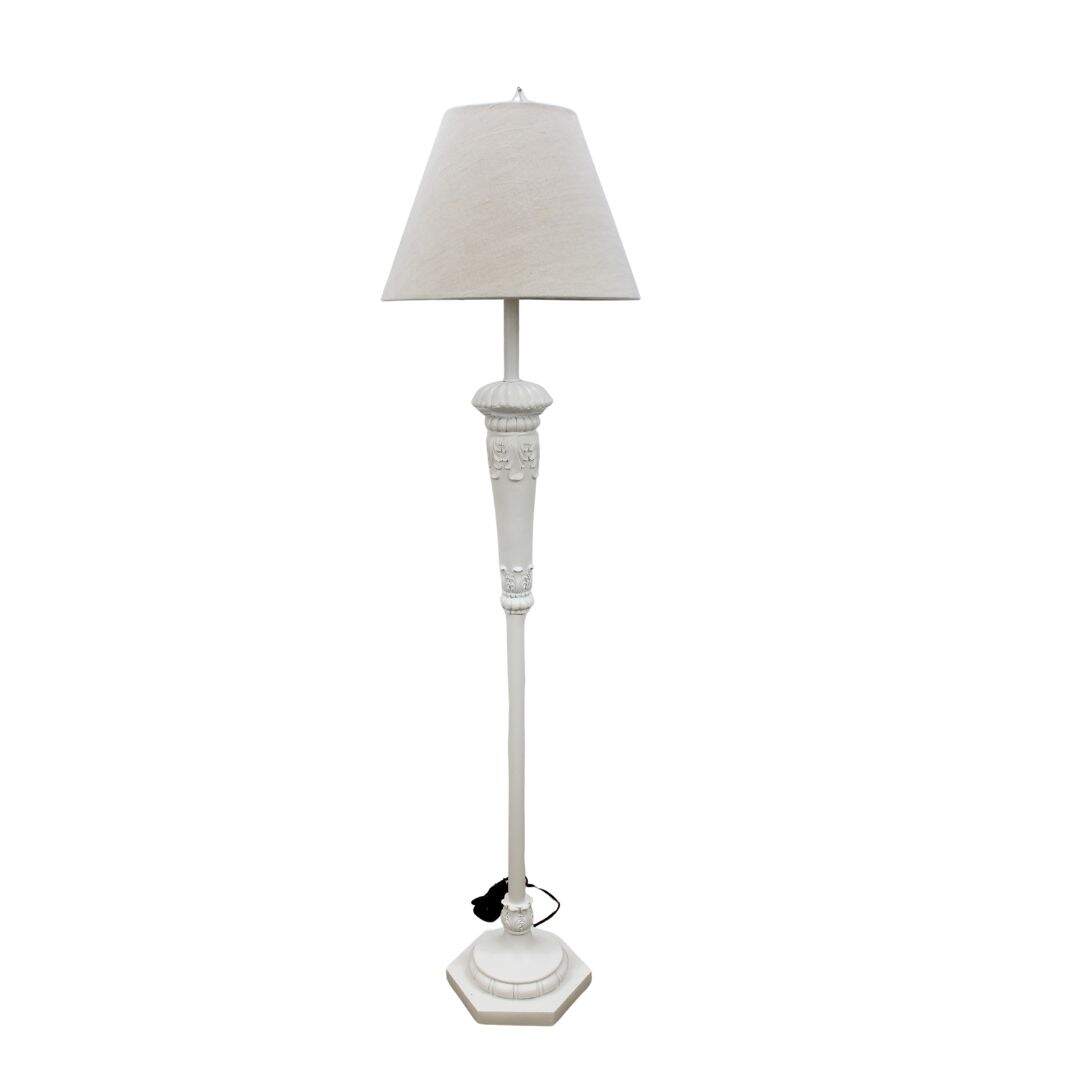 White floor lamp with linen shade