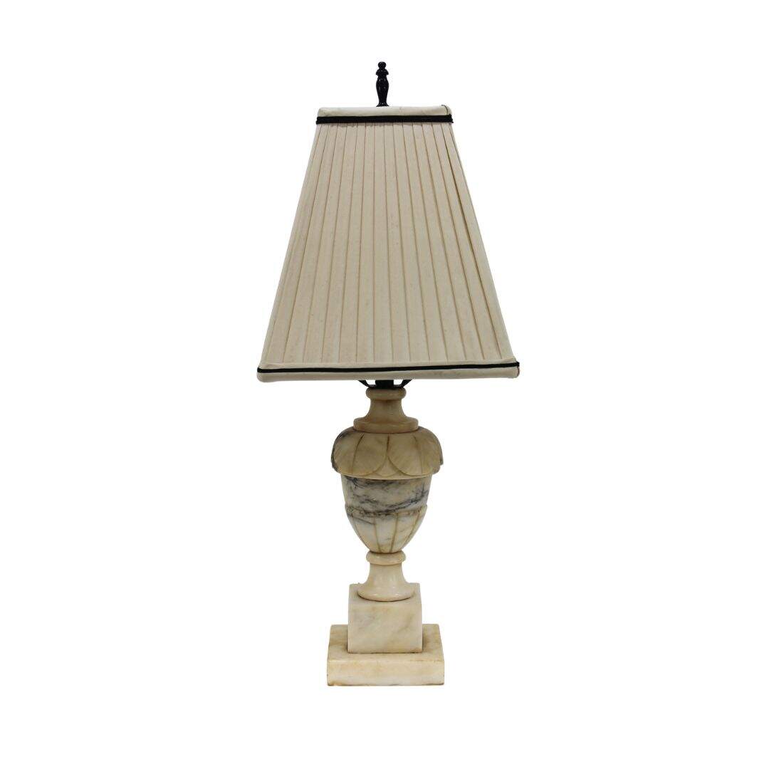Alabaster lamp with pleated shade
