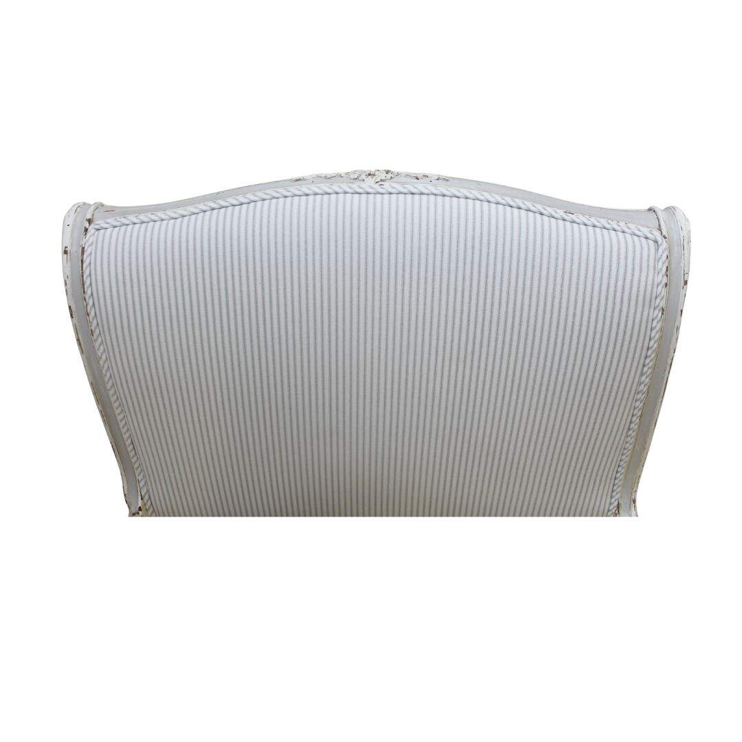 antique French daybed with grey ticking stripe